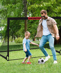 Portable Pop Up Soccer Goals Set For Backyard Play Two 6x4 Ft Kid Sized Goals With Ball Pump Cones And Carry Bag