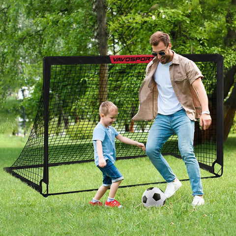 Portable Pop Up Soccer Goals Set For Backyard Play Two 6x4 Ft Kid Sized Goals With Ball Pump Cones And Carry Bag