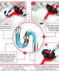 Step-by-step guide for using 42 Foot Beast Mode Drain Snake And Hair Clog Remover, Drill Powered Plumbing Auger For Kitchen And Bath, Red.
