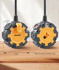 Rock Solid 15 Foot Heavy Duty Extension Cord With Weather Resistant Cover And Six Outlet Power Hub features durable casing and six outlets.