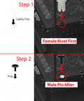 Assembly instructions for a black Mesh Desk Organizer With Sliding Drawer And Double Tray, Five Upright Sections For Files And Office Supplies.