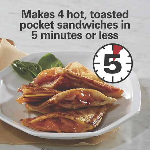 Hamilton Beach Electric Sealed Sandwich Maker Grill For Hot Pockets And Grilled Cheese Creates four hot, toasted pockets.