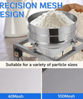Automatic Powder Sifter Machine With 110V Electric Vibrating Flour Sieve Shaker and dual mesh screens displayed