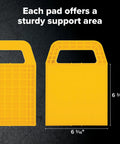 Yellow RV Stabilizing Jack Pads With Interlocking Design And Included Strap For Easy Storage shown with dimensions 6 3/16" x 6 3/16"