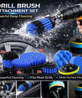 All In One 26 Piece Car Detailing Kit With Drill Brushes Pro Grade Detailing Brush Set Wire Bristles in blue and black