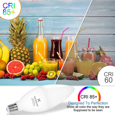 Image showing high CRI lighting effect on fruit colors with Daylight 5000K Led Candelabra Bulbs E12 Small Base 60W Equivalent
