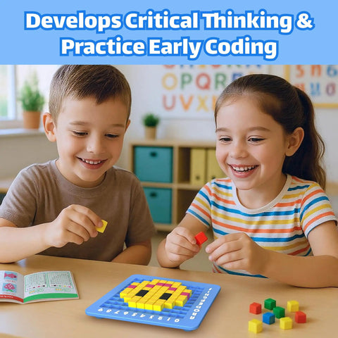 Children playing with Pixel Art Kit For Kids Creative STEM Toy With Arts And Crafts Fun Kid Friendly Educational Science Activities