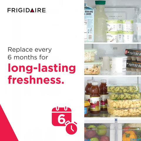 Open fridge with Pure Air Ultra II Refrigerator Air Filter With Carbon Odor Absorbing Technology For Fridges, 3.8 Inch By 1.8 Inch.