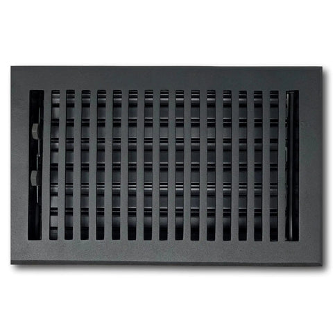 4 X 10 Cast Aluminum Contemporary Vent Cover In Black For Floor And Wall Registers With Adjustable Dampers And Durable Finish