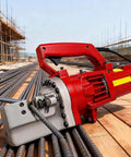 Super Fast Heavy Duty Electric Hydraulic Rebar Cutter For Steel Bars Up To Inch on construction site cutting rebar.