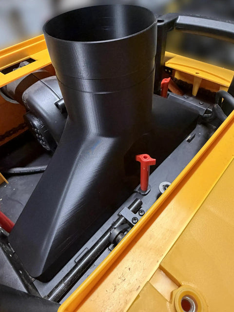 Overhead Dust Port Upgrade for 4 Inch Hose Fits DW735 and DW735X Planers, polymer construction, easy installation.