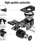 Badass 2 Inch Low Profile Casters With Total Lock Brakes And Durable Nylon Wheels Heavy Duty 2200 Lb Capacity Per Set close-up of caster parts and assembly