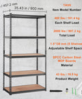 Heavy Duty 5 Tier Adjustable Metal Storage Shelving Unit With 2000 Lb Capacity Beefy Garage Organizer and Utility Rack
