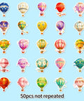50 Piece Hot Air Balloon Sticker Pack For Teens And Creative Vibes Waterproof Vinyl Balloon Stickers with colorful designs