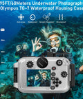 Underwater Camera Housing For Olympus TG-7 With Red Filter IPX8 Waterproof To Sixty Meters Depth Snug Fit Protective Case