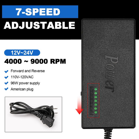 Power supply for No Sweat Electric Mini Belt Sander And Knife Sharpener, 7-speed adjustable, 96W output with American plug.