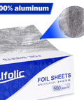 Box of Premium Aluminum Foil Sheets 9 By 10.75 Inch Pre Cut Tin Foil Wraps For Cooking And Food Storage, 500 Sheets