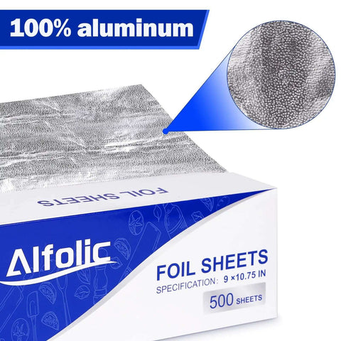Box of Premium Aluminum Foil Sheets 9 By 10.75 Inch Pre Cut Tin Foil Wraps For Cooking And Food Storage, 500 Sheets