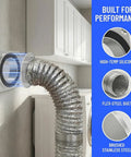 Magnetic Dryer Vent Hose With Airtight Seal Reduces Lint By Ninety Percent Flexible Four Inch Duct Fits Zero To Eight Inch Offset