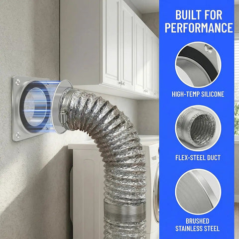 Magnetic Dryer Vent Hose With Airtight Seal Reduces Lint By Ninety Percent Flexible Four Inch Duct Fits Zero To Eight Inch Offset