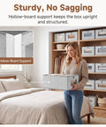 Top Shelf Fabric Storage Bins With Clear Mesh Windows And Tough Pull Handles Level Up Your Closet Game In Clean Grey Four Pack shown with hollow-board support.