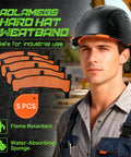 Hard Hat Sweatband 5 Pack Washable Replacement Liner For Welding Helmets And Hard Hats with flame retardant features.