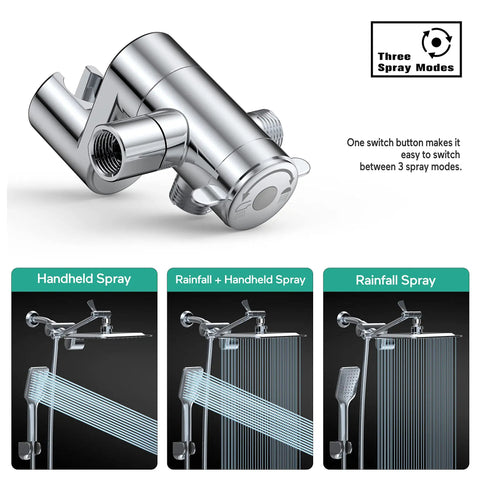 3 spray mode feature of 8 Inch High Pressure Rain Shower Head With Handheld And Adjustable Extension Arm Dual Square Shower Head Combo