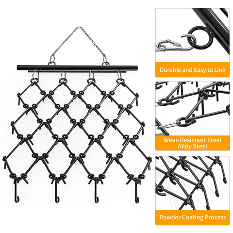 Heavy Duty ATV Chain Drag Harrow 4 Foot Wide By 4 Foot Long With One Half Inch Tines showing durable steel frame