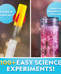 Ultimate Chemistry Kit For Curious Kids 45 Experiments Volcano Eruption Geyser Rocket Launch Hands On STEM with rocket and volcano in bottles