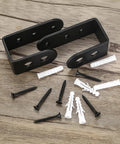2x4 Door Barricade Brackets Heavy Duty U Shaped Security Holders with screws and wall anchors on wooden surface