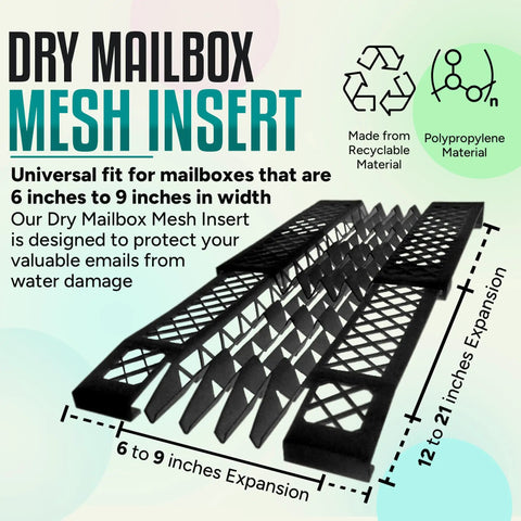 Universal Dry Mailbox Insert Tray With Rain Guard, Waterproof Liner For 6.5 To 8 Inch Mailboxes, Expands 12 To 21 Inches