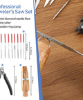 All In One Jewelry Making Tool Kit With Saw Frame And 144 Blades, Bench Pin Clamp, Wooden Ring Clamp, Ten Needle Files, Wire Cutter