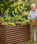 Waist Height Raised Garden Bed 36 Inches Tall For Easy Back Friendly Gardening Open Bottom Outdoor Galvanized Metal Planter Box 8 By 4 By 3 Feet For Vegetables And Flowers Brown with vegetables