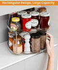 2 Tier Pantry Lazy Susan Organizer for Kitchen Cabinets and Pantry Storage, 12 Inch Square Turntable with spices and jars