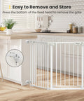 Deluxe Walk Through Pet Gate For Stairs And Doorways One Hand Operation Hardware Mounted Extra Wide Opening, kitchen installation