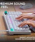 Top Tier Wireless Mechanical Gaming Keyboard Hot Swappable Linear Switches Ridiculously Smooth Pbt Keycaps Serving Insane 8 Khz Polling Speeds For Elite Play In White with illuminated keys and hands typing.