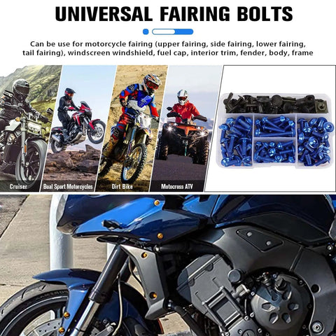 195 Piece Motorcycle Fairing Bolt Kit With M5 M6 Aluminum Screws And Hardware Grommets Nuts Washers Clips 5mm And 6mm Allen Wrenches Universal For Sport Dirt Bike Bodywork Windscreen Orange Gear