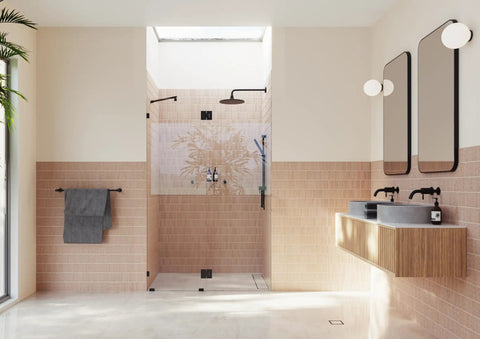 Frameless Shower Door Hinge With Enduroshield Glass Coating, 78 By 47.75 Inches, Polished Brass Finish, Heavy Duty Mount, Smooth Swing, No Fuss Install, Water Resistant Seal, Ideal Upgrade For Modern Glass Enclosures in modern bathroom