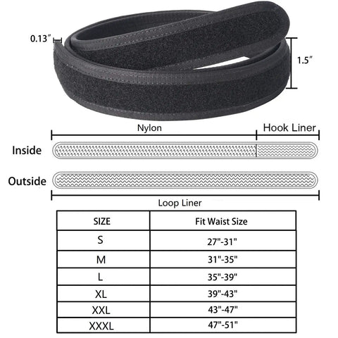 1.5 Inch Inner Belt Loop Liner For Tactical Duty Belts Soft Inner Layer For Outer Belts With Hook And Loop System No Scratch Metal Buckleless Design Fits 1.5 To 2 Inch Belts Durable Comfort