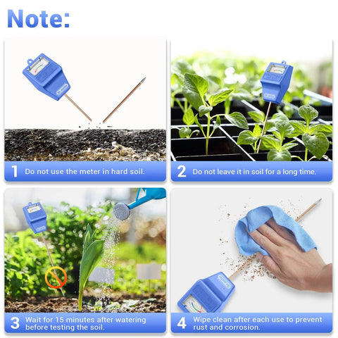 Instructional guide for Practical Soil Moisture Meter For Plants And Garden Hygrometer Sensor showing correct usage steps.
