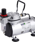 Airbrush Kit With Compressor AS18-2K Basic Start Set showing compact oil-less piston compressor with handle and gauge