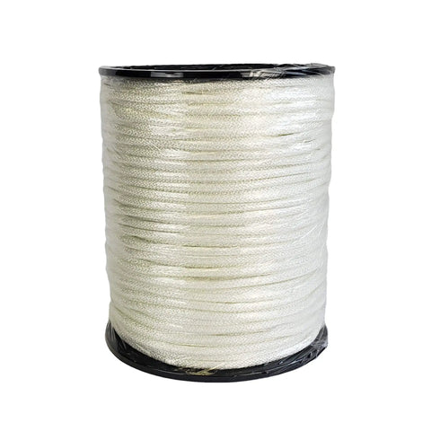 Three Sixteenth Inch Solid Braid Nylon Rope Five Hundred Foot Spool Dyeable Industrial Cord visible on spool side