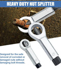 Heavy duty nut splitter removing a rusted nut, part of the Impact Bolt And Nut Removal Drill Bit Kit With 13 Bolt And Nut Removers.