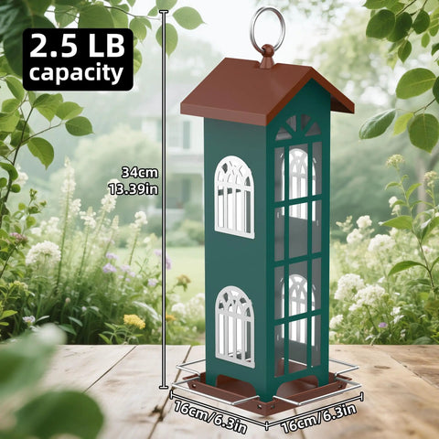 Durable Metal Wild Bird Feeder For Outdoors Hangin, Waterproof And Rustproof, Easy To Clean With Disassemble And Reassemble Design, Stable Metal Hook Reducing Swing, Weatherproof Garden Bird Feeder
