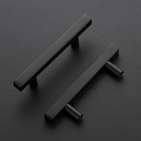50 Pack Matte Black 3 Inch Square Cabinet Pulls, Super Solid Stainless Steel Kitchen Hardware, Easy Install, 5 Inch Overall Length