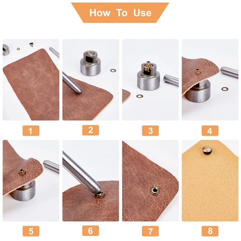 How to use 20 Piece Boot Hook Kit With Brass Shoelace Eyelets And Rivets, Press Stud Tools And Lace Hooks Set, step-by-step guide