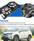 Heavy Duty Radiator Cooling Fan Assembly Including Shroud Straight Bolt On Swap For Toyota Rav4 2013 2019 with dual fans.