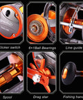Close-up of Line Counter Trolling Reel With Conventional Level Wind For Saltwater Fishing Beeffy? Heavy Duty Thunder LS II 3000R components