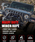 Off-road SUV with Synthetic Winch Rope For Off Road Vehicles 3/8 Inch 85 Ft 26500 Lbs Tensile Strength UHMWPE Cable