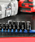 Nine Piece Metric Impact Hex Driver Set With Chrome Moly Steel And Manganese Phosphate Coating on display
